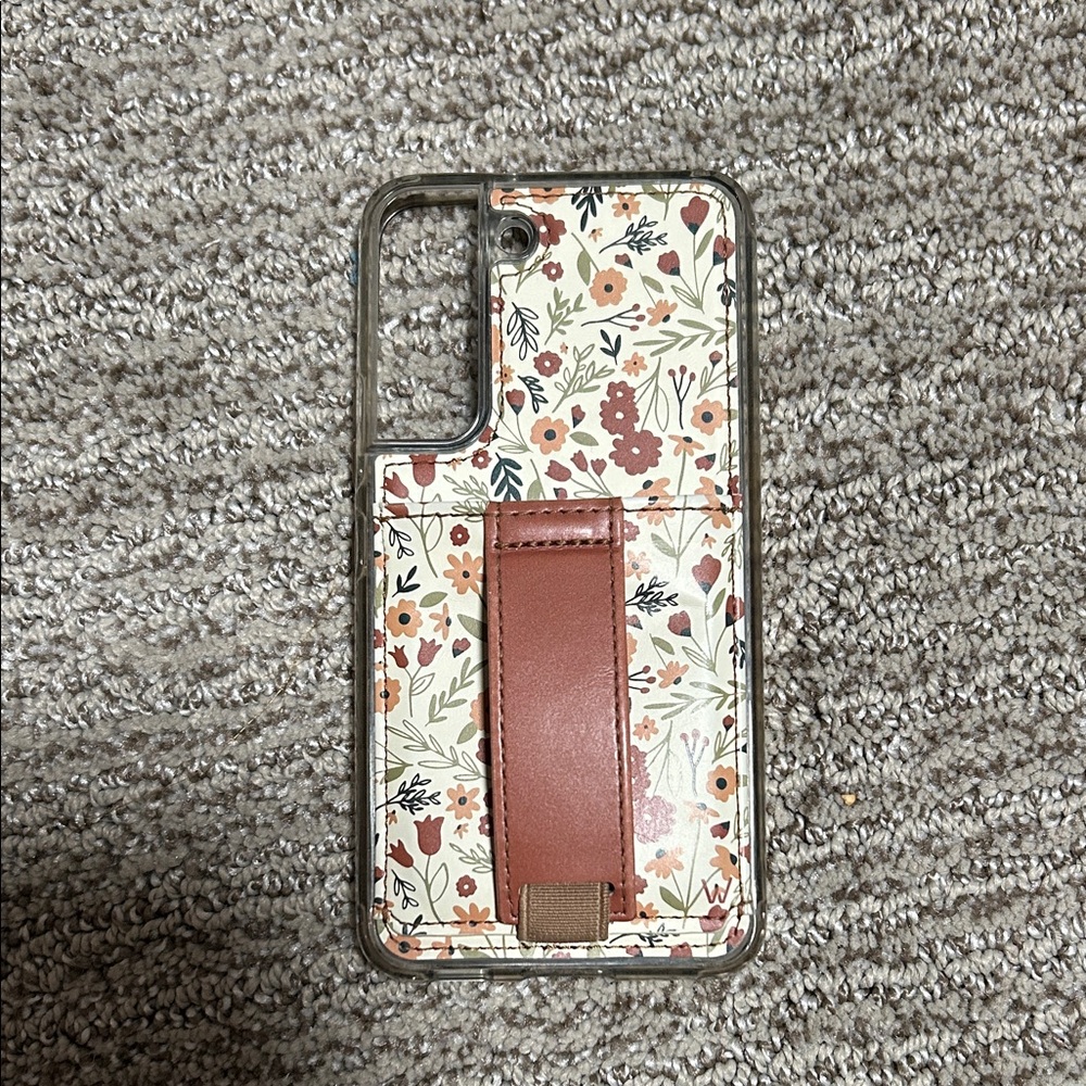 Floral Print Phone Case with Brown Strap